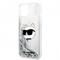 Karl Lagerfeld case for iPhone 14 Plus 6,7" KLHCP14MLNCHCS silver hardcase Glitter Choupette Head Karl Lagerfeld case for iPhone 14 Plus 6,7" KLHCP14MLNCHCS silver hardcase Glitter Choupette Head