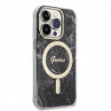 Guess set case + charger for iPhone 14 Pro Max 6,7" GUBPP14XHMEACSK black hard case Marble MagSafe