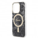 Guess set case + charger for iPhone 14 Pro Max 6,7" GUBPP14XHMEACSK black hard case Marble MagSafe