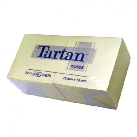 Märkmepaber TARTAN 76x76mm, kollane 100 lehte (pak. -12 tk)