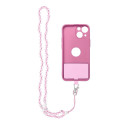 CRYSTAL DIAMOND pendant for the phone / cord length 74cm (37cm in the loop) / on neck - lite pink