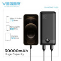 Power Bank VEGER L30 - 30 000mAh LCD Quick Charge PD 20W black (W3008PD )