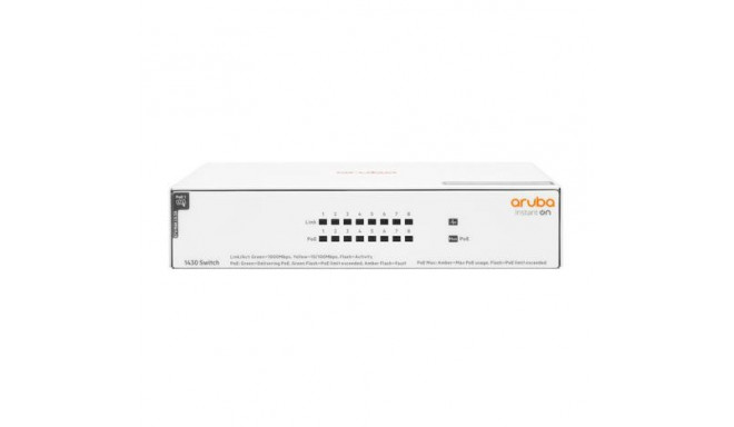 Aruba Instant On 1430 8G Class4 PoE 64W Unmanaged L2 Gigabit Ethernet (10/100/1000) Power over Ether