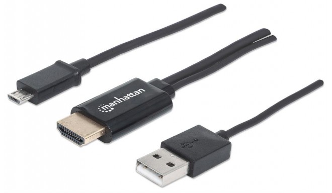 Manhattan MHL Cable / Adapter Micro-USB 5-pin to HDMI, connects smartphone to TV