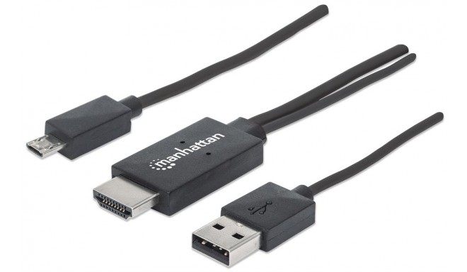 Manhattan MHL Cable / Adapter Micro-USB 11-pin to HDMI connects smartphone to TV