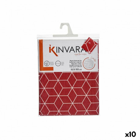Скатерть Kinvara CUBIC-26195-1 Тёмно Бордовый парусина 140 x 180 cm Против пятен Абстракция (10 штук