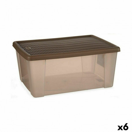 Uzglabāšanas Kaste ar Vāku Stefanplast Elegance Brūns Plastmasa 29 x 17 x 39 cm (6 gb.)
