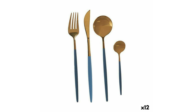 Cutlery Set Kinvara BST-CT022 Grey Golden Stainless steel (12 Units)
