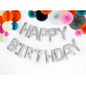 Foolium õhupallid sünnipäevakaunistus Happy Birthday hõbedane 340cm x 35cm