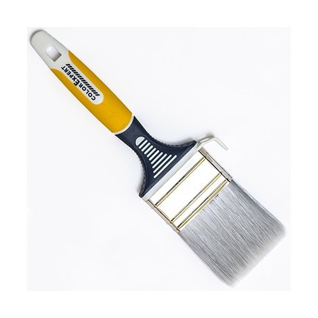 Pintsel, lapik, 40mm, valkjad-hallid harjased, kollane 3K käepide