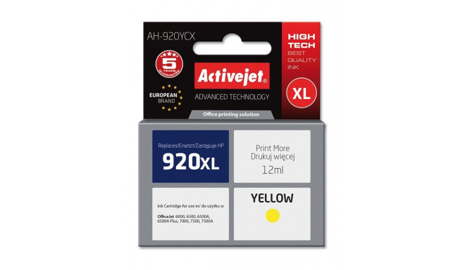 Activejet AH-920YCX Ink Cartridge (replacement for HP 920XL CD974AE; Premium; 12 ml; yellow)