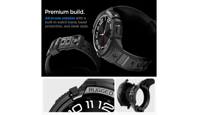 Kaitseümbris kellarihmaga Rugged Armor Pro, Samsung Galaxy Watch6 Classic 43mm, must, Spigen