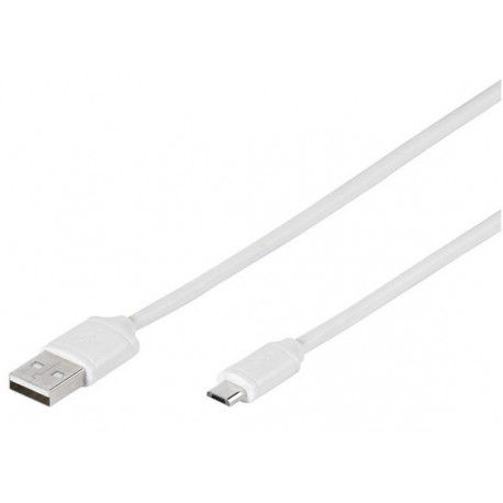 Vivanco kaabel USB - microUSB 1,0m, valge (katkine pakend)