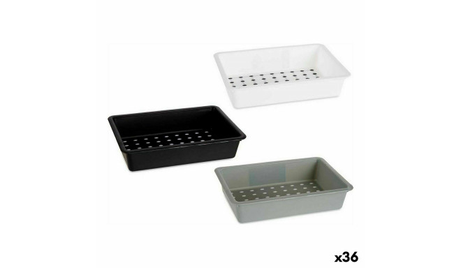 Drawer Organizer Kinvara CN18799 White Black polypropylene 16 x 5 x 24 cm (36 Units)