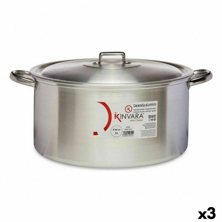 Casserole with lid Kinvara 100014 100014 Silver 20 L 51 x 23 x 41 cm (3 Units)