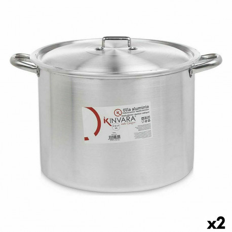 Casserole with Lid Kinvara 100041 100041 Silver Aluminium 48,5 x 31 x 39 cm Ø 36 cm (2 Units)