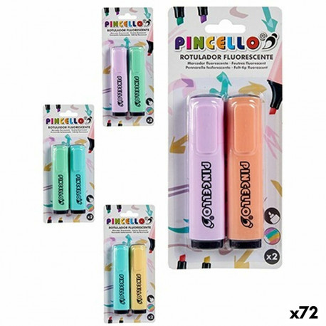 Fluorestseeruv Marker Pincello AR1807536 AR1807536 Kollane Roheline Oranž Lillla Kook (72 Ühikut)