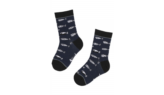 SOKISAHTEL FISHBONE tumesinised puuvillased kalaluudega sokid lastele 438, 439