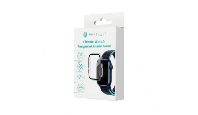 Bestsuit kaitseümbris + kaitseklaas Hybrid Glass Apple Watch 7/8/9 45mm, läbipaistev