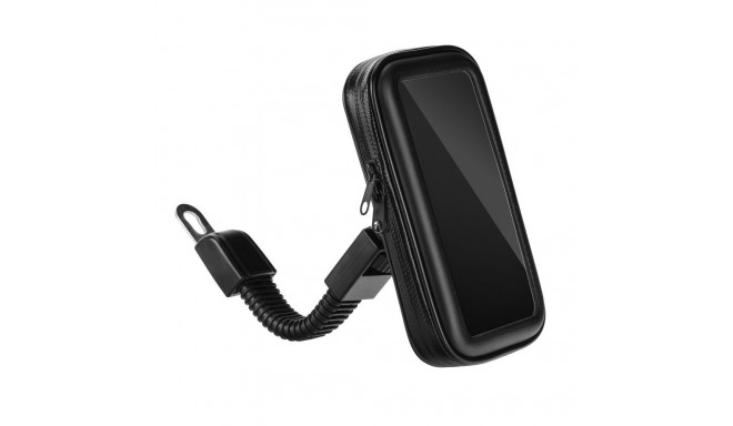 Motorcycle holder for mobile phone waterproof with zip ( 6,4" - 8" ) black