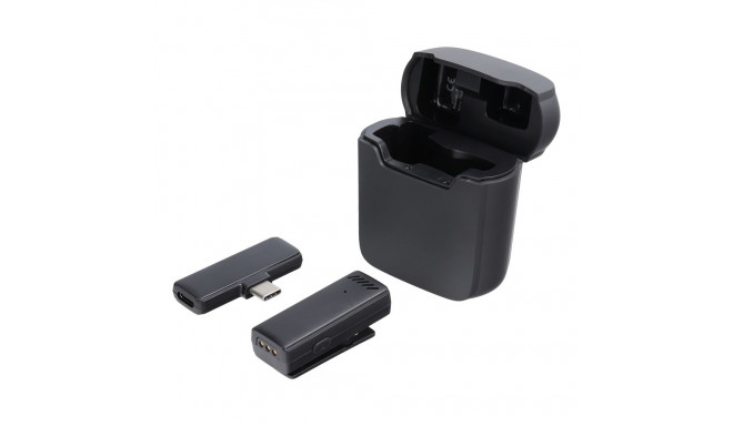 Wireless lavalier microphone Type C with charging case S11 black