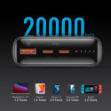 Power Bank VEGER T100 - 20 000mAh LCD Quick Charge PD 65W black (for laptop also) (W2032C-100)