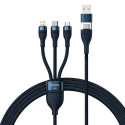BASEUS cable 3in1 Flash Series II USB A to Micro + Lightning 8-pin + Type C 100W 1.2m blue CASS03010