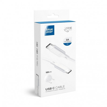 Cable USB C to USB C Blue Star 3A 1,2 m white
