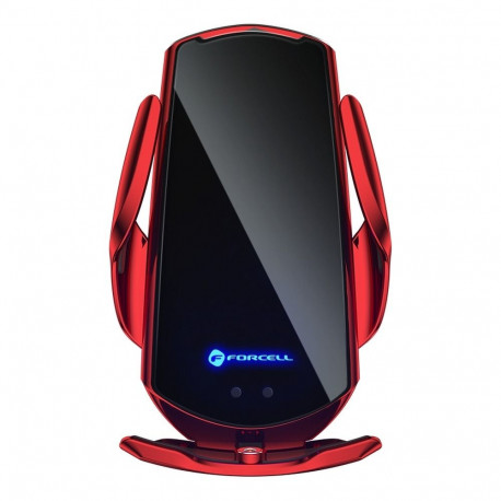 FORCELL F-GRIP automatic car holder for windshield / air vent with wireless charging Qi 15W red