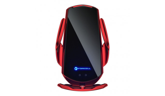 FORCELL F-GRIP automatic car holder for windshield / air vent with wireless charging Qi 15W red