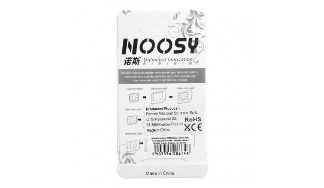 Adapters Nano SIM/Micro, Micro Sim and Nano/Sim (NOOSY 3in1) white