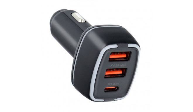 PAVAREAL car charger 2 x USB A + Type C PD 4,8A 20W PA-CC65 black