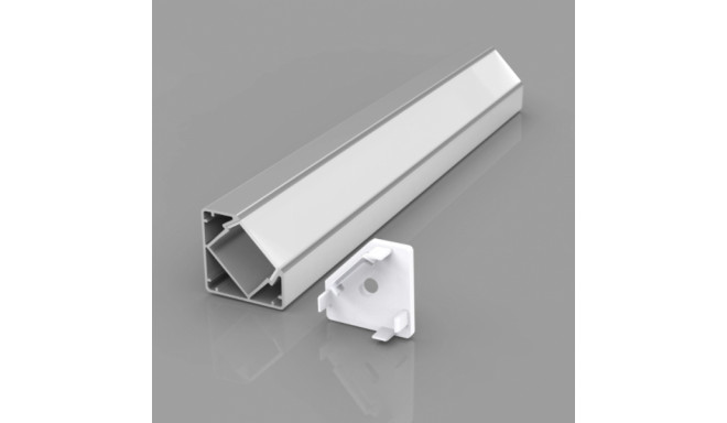 Corner anodized aluminum profile for LED strips with frosted glass / included: glass, end caps 2 pcs