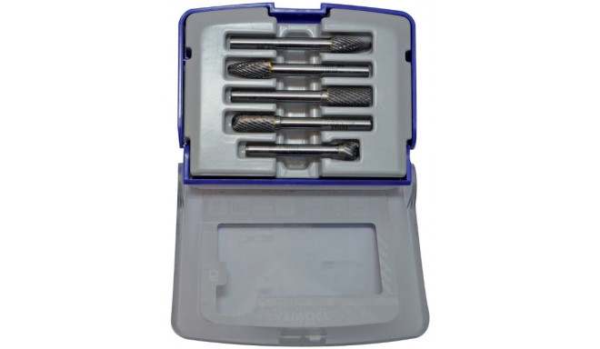 Tivoly Carbide Rotary Burr Set – 5-Piece, Ø8mm, Chip-Breaker Teeth, 6mm Shank, TECHNIC Series