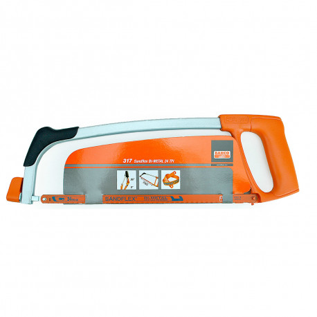 Bahco rauasaag 317 – õhuke ergonoomiline raam, 300 mm Sandflex® bi-metallist tera, 3 varutera, valat