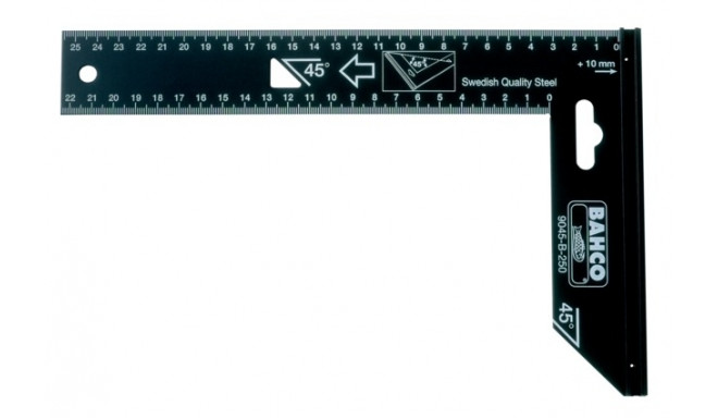 Bahco nurgik – täpsed 45° ja 90° märgised, 200 mm, kvaliteetne stantsitud teras, fosfaatviimistlus