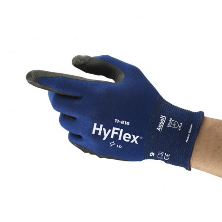 Safety gloves Ansell HyFlex 11-816, size 8. Ultra thin Nylon, spandex. Foam nitrile palm dipped. (12
