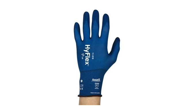 Safety gloves Ansell HyFlex 11-818, size 8. Thin Nylon, spandex. Foam nitrile palm dipped. Retail pa