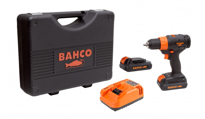 BAHCO akumulatora urbjmašīnas komplekts ( 2 baterijas + lādētājs) 18V bezoglīšu motors, 13mm patrona
