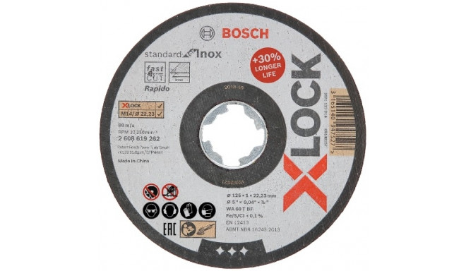 Cutting disc 125x1x22.23mm, Standard INOX, X-LOCK (25pcs)