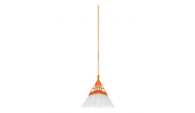 Truper leaf rake with 22 straight steel tines and wooden shaft, 166cm