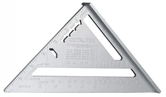 Carpenters aluminium speed square, (177mm) Truper®