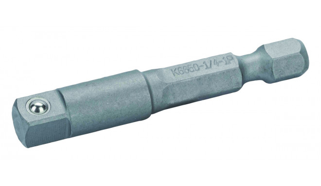 Adapter 1/4" hexagonal male to 1/2" square male 50mm