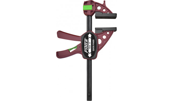 Piher quick-release clamp – single-hand operation, 80x600mm, nylon and fiberglass jaws, hardened car