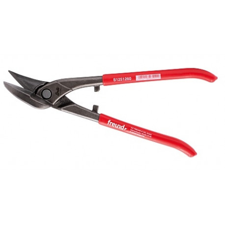 Straight cutting snips, cut left, Ideal HRC 56, 260 mm (red PVC handles)