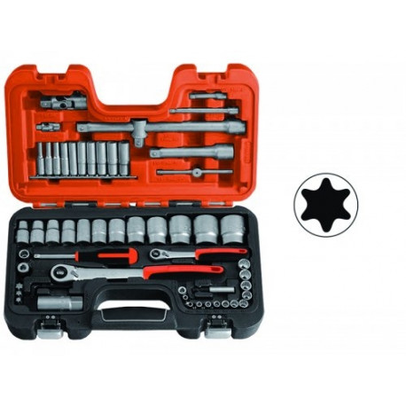 Bahco socket and wrench set – 56-piece 4-32mm 1/4" and 1/2" drives, 12-point chrome vanadium steel