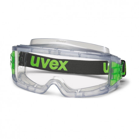 Uvex Ultravision CA safety goggle – wide-vision, clear cellulose acetate anti-fog lens, grey transpa
