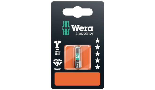 Wera 867/1 Impaktor TORX® bit TX40 x 25 mm – 1/4" hex shank, diamond-coated tip, torsion zone, impac