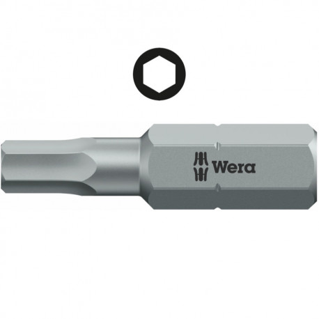 Wera 840/1 Z standard HEX-PLUS screwdriver bit – 3/32 inch tip, 25mm blade, 1/4 inch hex shank, tamp