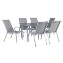 Aiamööbli komplekt DENVER laud ja 6 tooli (22106), 148x88xH72cm, lauaplaat: 5mm laineklaas, värvus: 